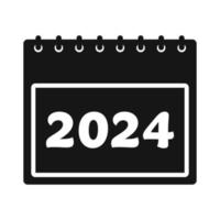 2024 Calendar Black Icon. Editable Vector EPS Symbol Illustration.