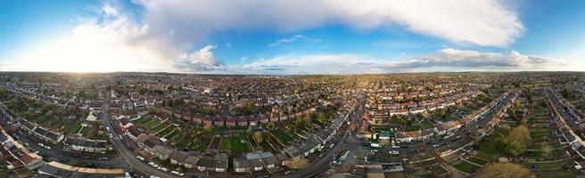 Aerial View of Luton Residential District of Saint Augustine Ave Luton England England Great Britain. The Image was Captured on 06-April-2023 with Drone's Camera During Sunset photo