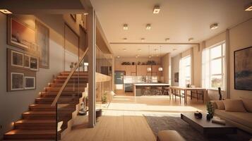 One Floor house Interior with Modern Style. photo