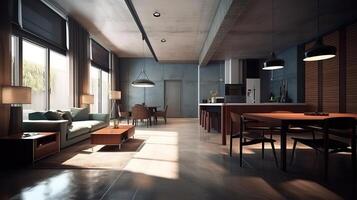 One Floor house Interior with Modern Style. photo