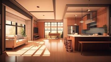 One Floor house Interior with Modern Style. photo