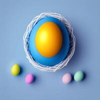 Easter celebration concept. colorful easter egg with colorful background. photo