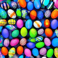 Easter celebration concept. colorful easter egg with colorful background. photo