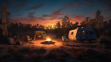 Dawn in the Wild, Camping at Sunrise. photo