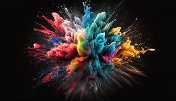 A Colorful Explosion on a Black Background. photo
