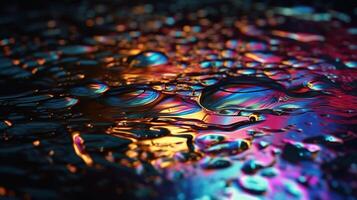 Abstract background, holographic fluid foil, metallic texture. photo