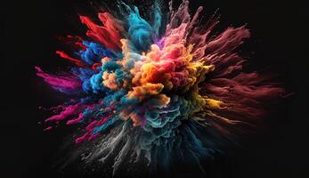 A Colorful Explosion on a Black Background. photo