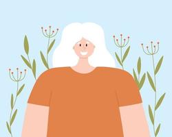 Portrait of an albino womn. Vector illustration of a woman with albinism. International Albinism Awareness Day. Albinism. Genetic rare disorder.