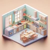 Kitchen in style of animation. photo