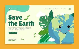 World earth Day Landing page template design vector