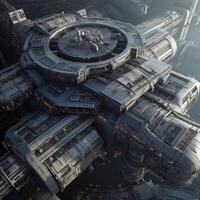 A futuristic looking spaceship with a large tank that says'star wars'on it photo