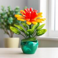 A sun flower in a vase photo