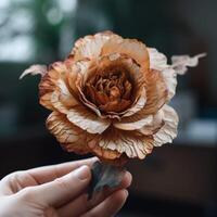 Flowers in background and in vase photo