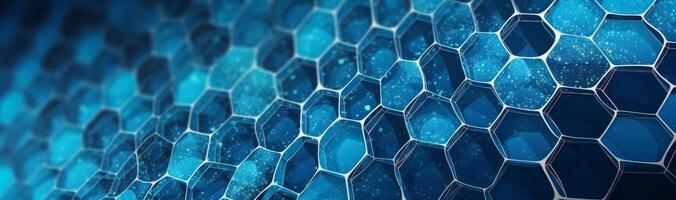 Blue background made up of hexagonal shaped cells. Illustration photo