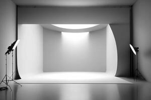 Empty white studio room. Illustration photo