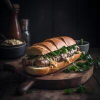 Argentine sausage sandwich Illustration photo