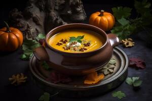 Pumpkin soup. Illustration photo