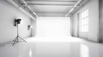 Empty white studio room. Illustration photo