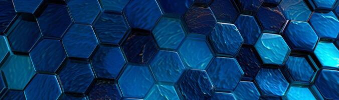 Blue background made up of hexagonal shaped cells. Illustration photo