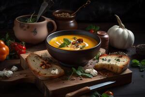 Pumpkin soup. Illustration photo