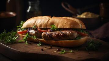Argentine sausage sandwich Illustration AI Generative photo