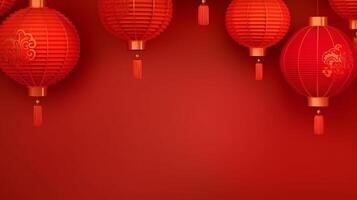 Red Chinese Background with Lanterns. Illustration photo