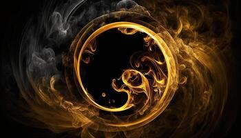 abstract gold ring of fire smoke. abstract image for background. photo