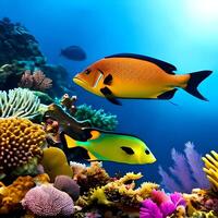 Animals of the underwater sea world, AI Generative photo
