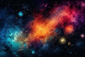 Colorful Cosmic Dark Space Illustration Background with photo