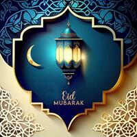 Beautiful Eid mubarak arabic islamic background and banner Design. photo