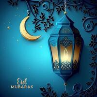 Beautiful Eid mubarak arabic islamic background and banner Design. photo