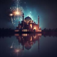 Beautiful Eid mubarak arabic islamic background and banner Design. photo