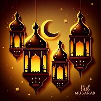 Beautiful Eid mubarak arabic islamic background and banner Design. photo