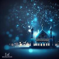 Beautiful Eid mubarak arabic islamic background and banner Design. photo