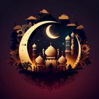 Beautiful Eid mubarak arabic islamic background and banner Design. photo