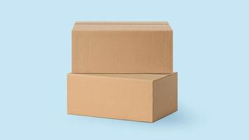 several cardboard boxes for delivery, parcels. On a blue, blue background. photo