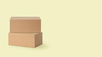 several cardboard boxes for delivery, parcels. On a yellow background. photo