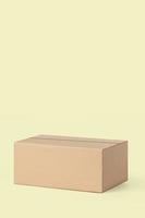 Cardboard box for delivery, parcels. On a yellow background photo