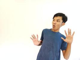 man shocked expression with isolated background photo