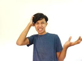 Asian man with confused gesture photo