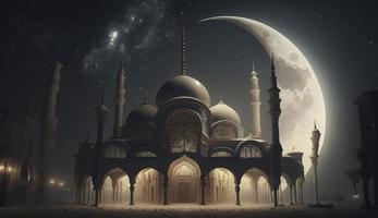 amazing architecture design of muslim mosque ramadan concept, illustration of amazing architecture design of muslim mosque ramadan concept, Generate Ai photo