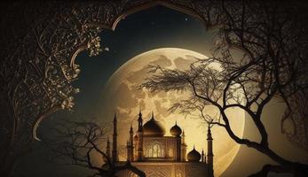 3d illustration of amazing architecture design of muslim mosque ramadan concept, illustration of amazing architecture design of muslim mosque ramadan concept, Generate Ai photo