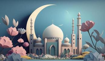 illustration of amazing architecture design of muslim mosque ramadan kareem, islamic architecture background ramadan kareem, Islamic Mosque, Ramdan, ramzan, eid, culture, arab, Generate Ai photo