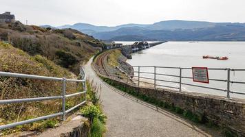 BARMOUTH, GWYNEDD UK - APRIL 09. View down to the viaduct in Barmouth, Gwynedd on April 09, 2023 photo