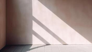 resumen de natural sombra cubrir en moderno habitación interior diseño fondo, Bosquejo y monitor para presentación, generativo ai foto