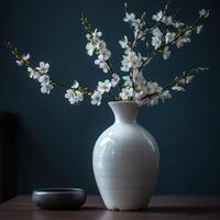 hermosa blanco Gypsophila flor en florero creado utilizando generativo ai foto