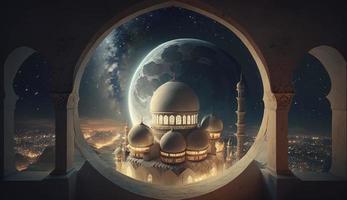 amazing architecture design of muslim mosque ramadan concept, illustration of amazing architecture design of muslim mosque ramadan concept, Generate Ai photo