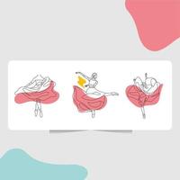 abstract ballerina vector template with line art style