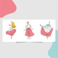 abstract ballerina vector template with line art style