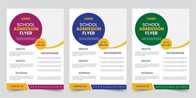 School admission Print one page educational flyer design vector